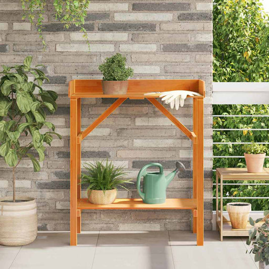 Ültetőasztal polcokkal Barna 75 x 40 x 90 cm Tömör fenyőfa
