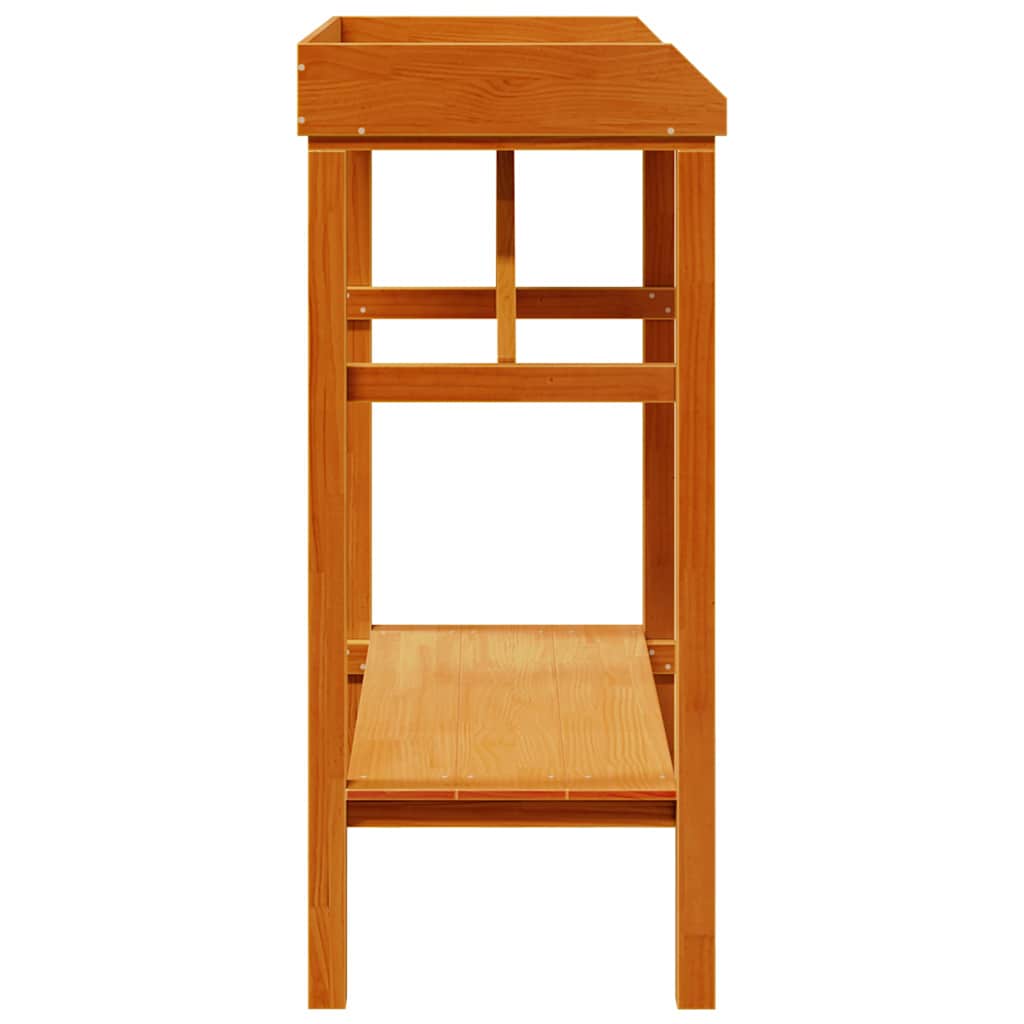 Ültetőasztal polcokkal Barna 75 x 40 x 90 cm Tömör fenyőfa