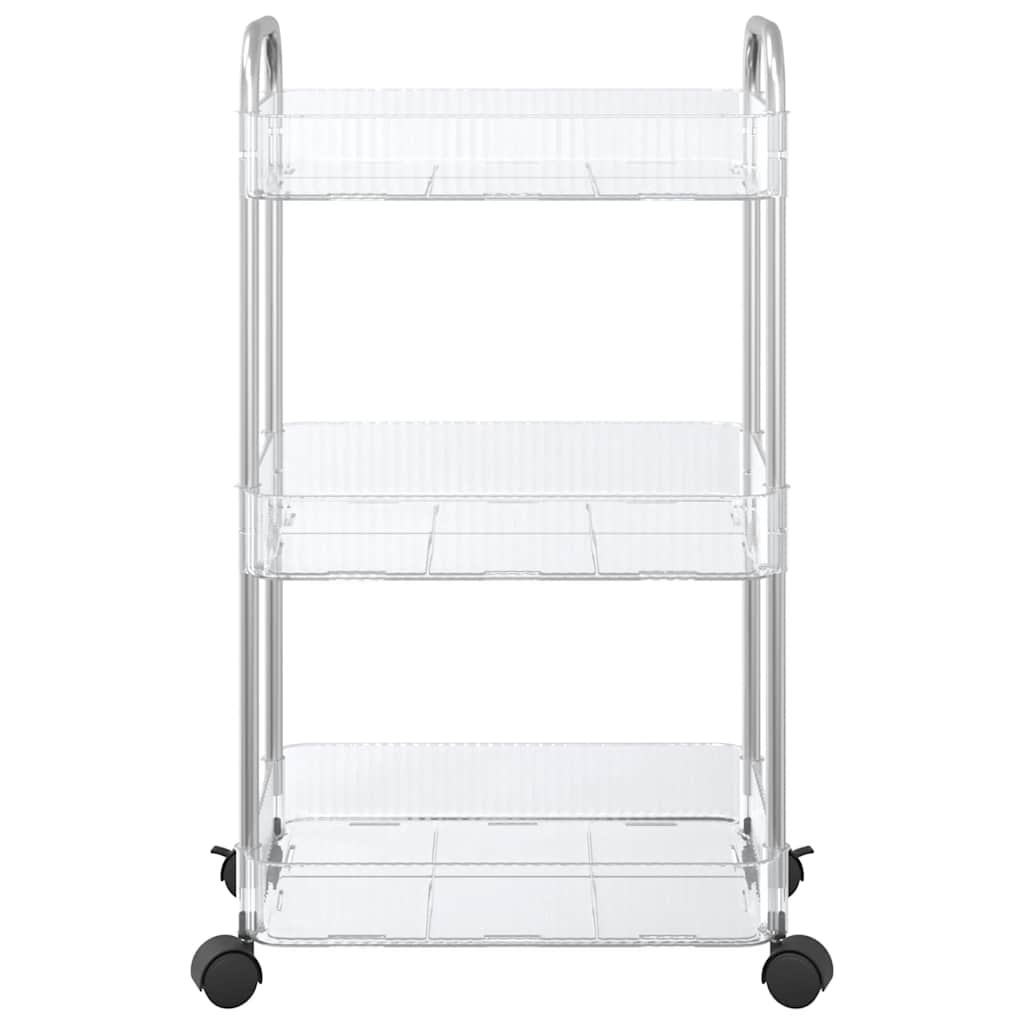 tárolókocsi 3 szintes átlátszó 37x28x68 cm akril