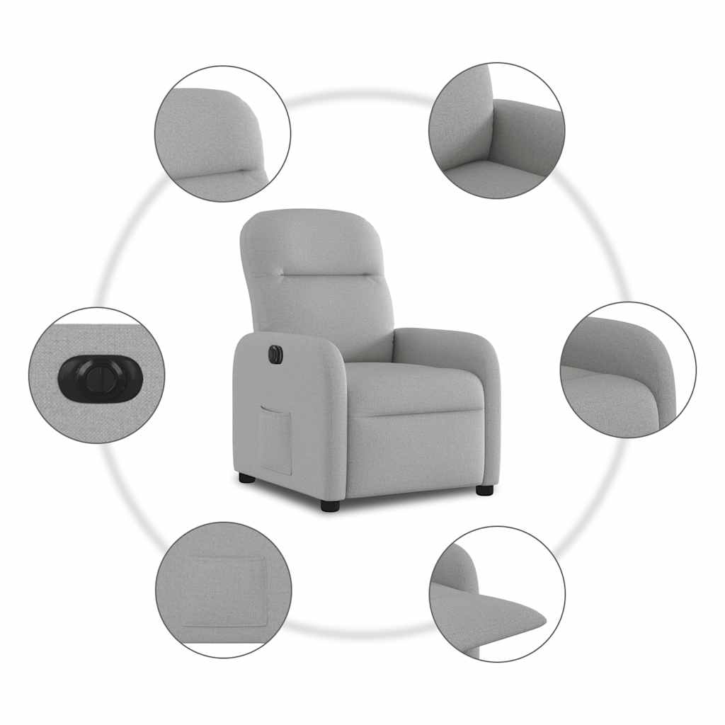 felhőszürke szövet elektromos dönthető fotel