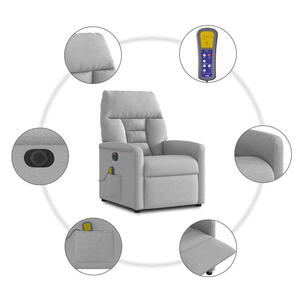 felhőszürke szövet dönthető elektromos masszázsfotel