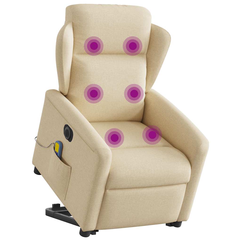 krémszínű szövet dönthető elektromos álló masszázsfotel