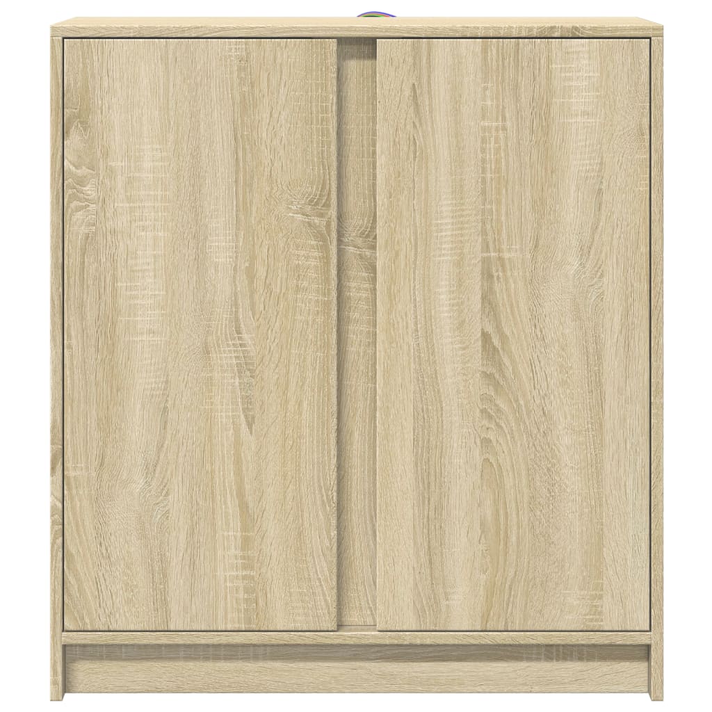 sonoma tölgy szerelt fa tálalószekrény LED-del 77 x 34 x 85 cm