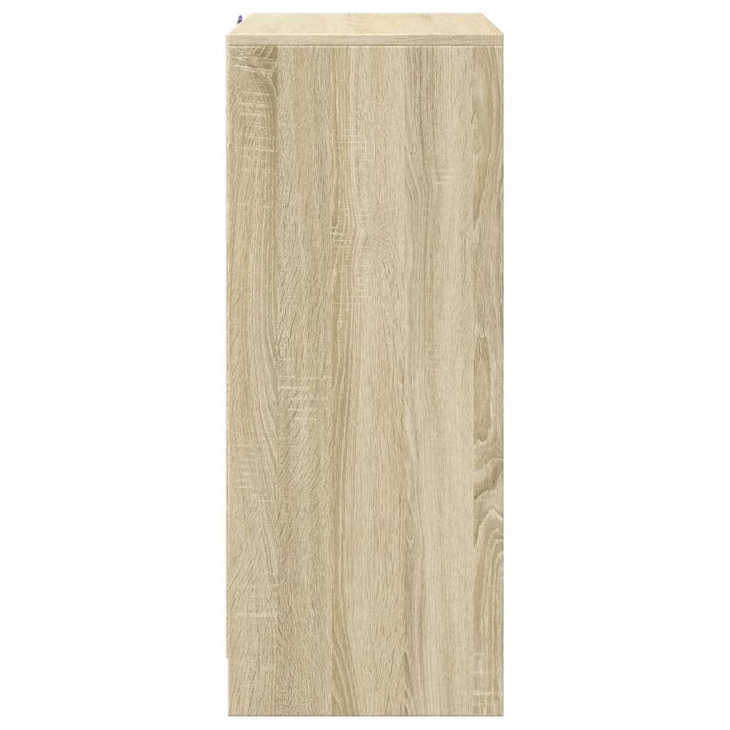 sonoma tölgy szerelt fa tálalószekrény LED-del 77 x 34 x 85 cm