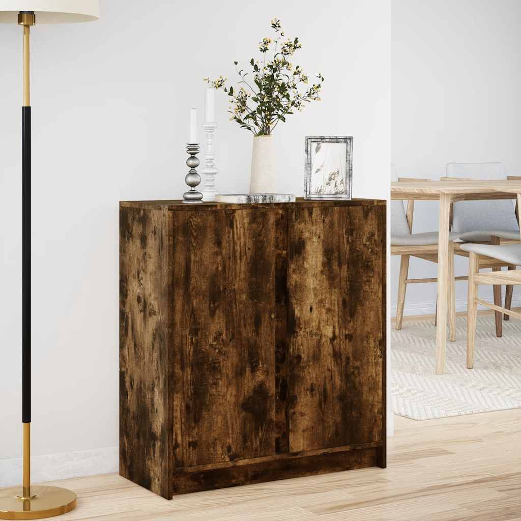 füstös tölgy szerelt fa tálalószekrény LED-del 77 x 34 x 85 cm