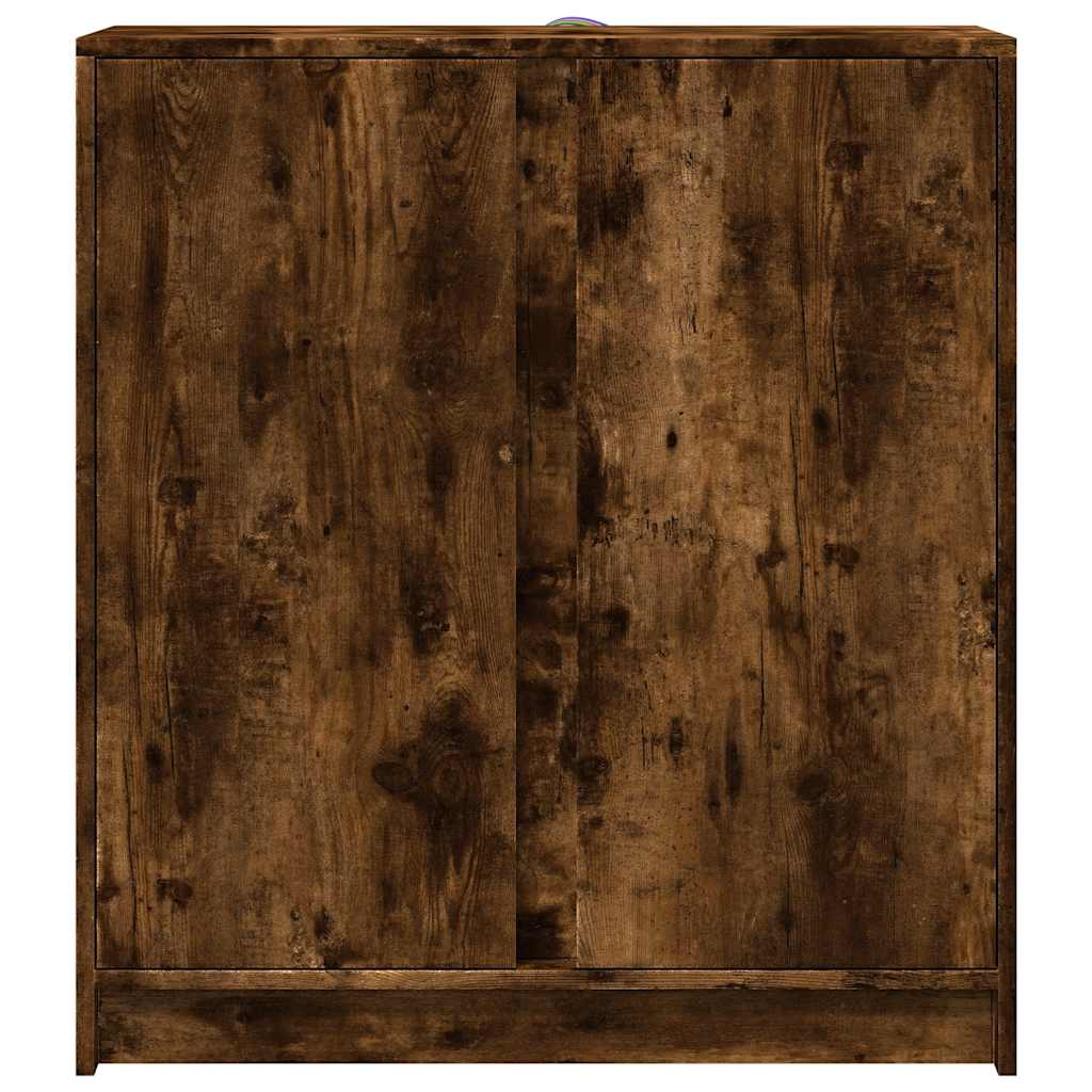 füstös tölgy szerelt fa tálalószekrény LED-del 77 x 34 x 85 cm