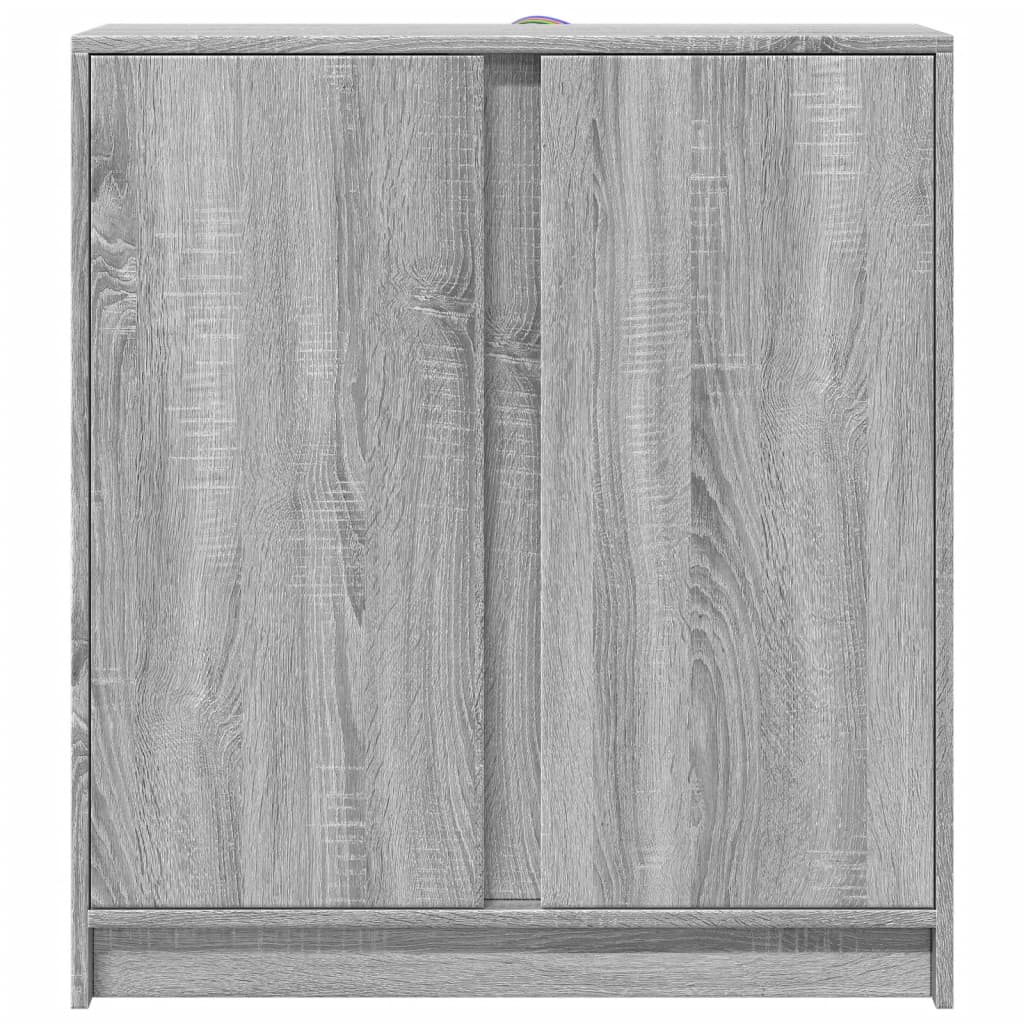 szürke sonoma szerelt fa tálalószekrény LED-del 77 x 34 x 85 cm