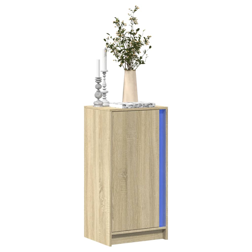 sonoma tölgy szerelt fa tálalószekrény LED-del 42,5x34x85 cm