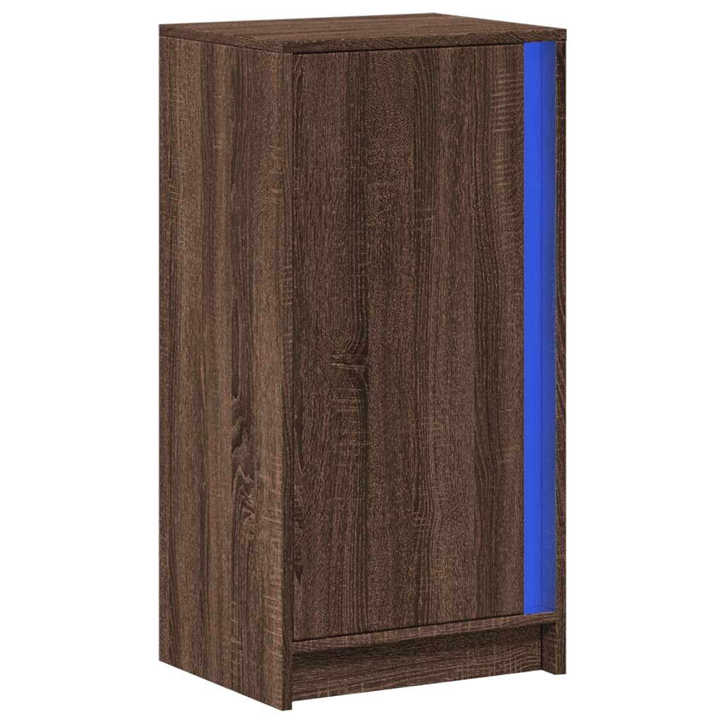 barna tölgy szerelt fa LED-es tálalószekrény 42,5 x 34 x 85 cm