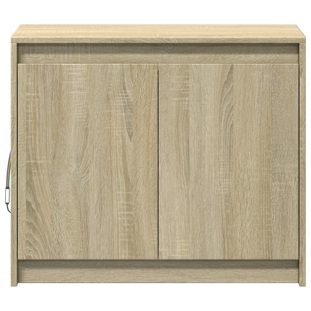 sonoma tölgy szerelt fa tálalószekrény LED-del 72 x 34 x 61 cm
