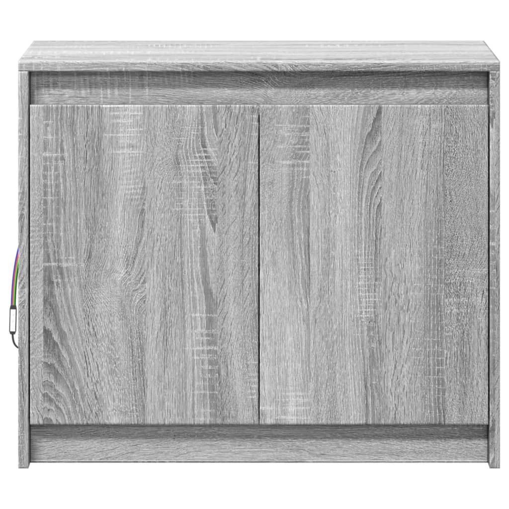 szürke sonoma szerelt fa tálalószekrény LED-del 72 x 34 x 61 cm