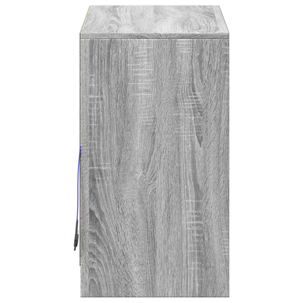 szürke sonoma szerelt fa tálalószekrény LED-del 72 x 34 x 61 cm