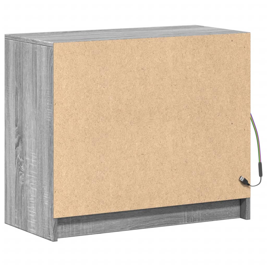 szürke sonoma szerelt fa tálalószekrény LED-del 72 x 34 x 61 cm