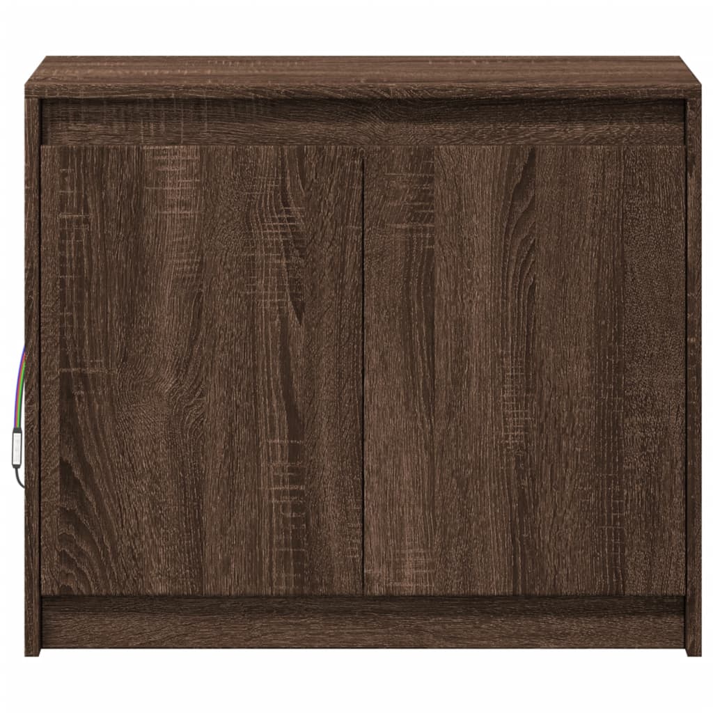 barna tölgy színű szerelt fa tálalószekrény LED-del 72x34x61 cm