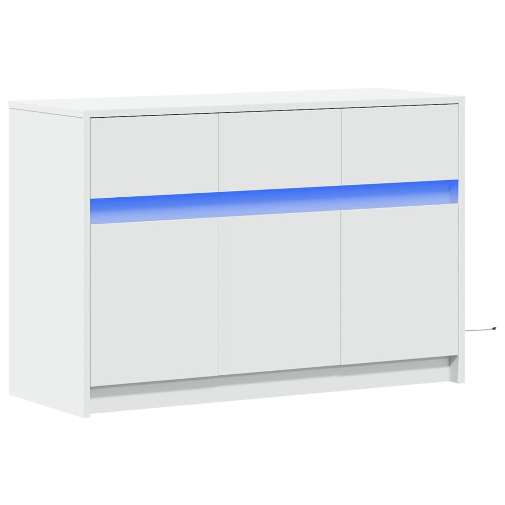 fehér szerelt fa TV-szekrény LED-ekkel 91 x 34 x 61 cm