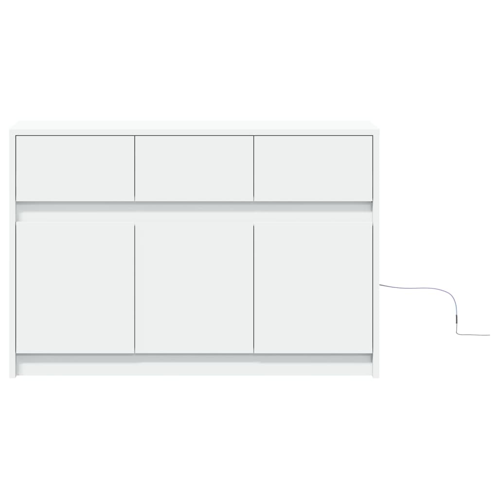 fehér szerelt fa TV-szekrény LED-ekkel 91 x 34 x 61 cm