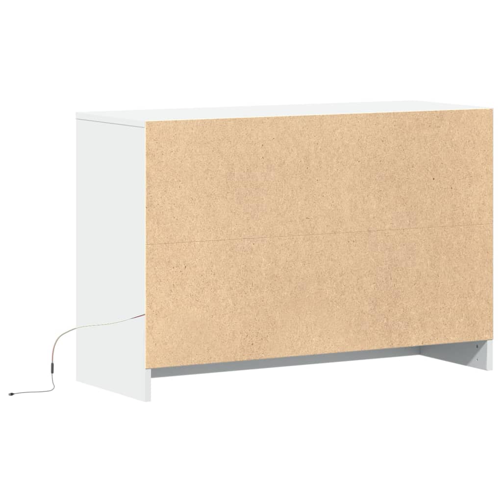 fehér szerelt fa TV-szekrény LED-ekkel 91 x 34 x 61 cm