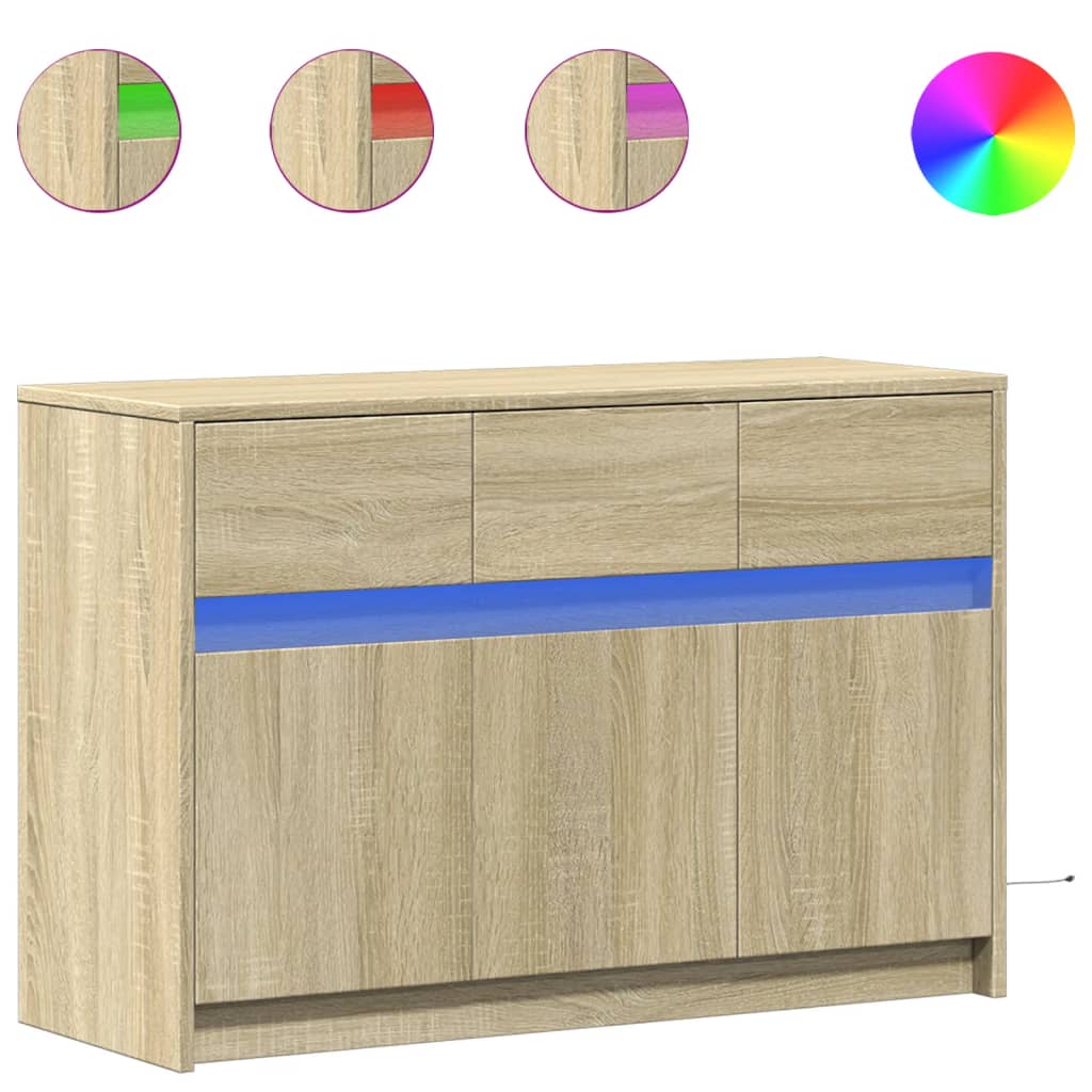 sonoma tölgy színű szerelt fa LED-es TV-szekrény 91x34x61 cm