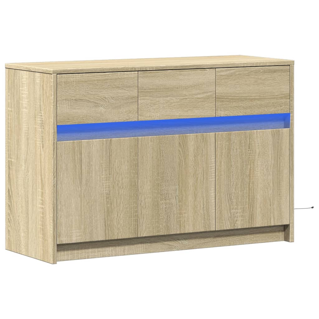 sonoma tölgy színű szerelt fa LED-es TV-szekrény 91x34x61 cm