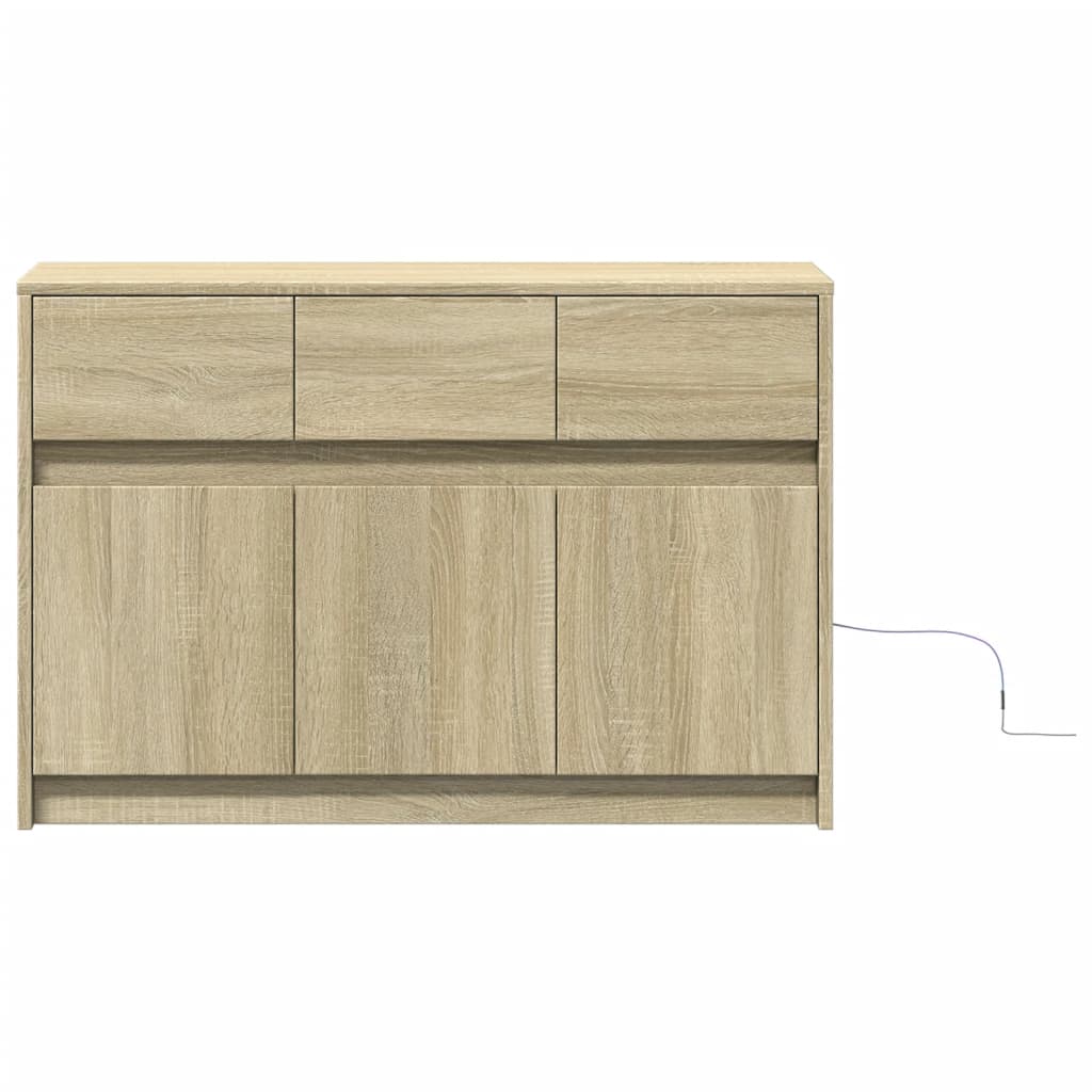 sonoma tölgy színű szerelt fa LED-es TV-szekrény 91x34x61 cm