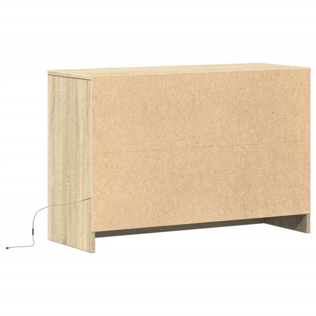sonoma tölgy színű szerelt fa LED-es TV-szekrény 91x34x61 cm