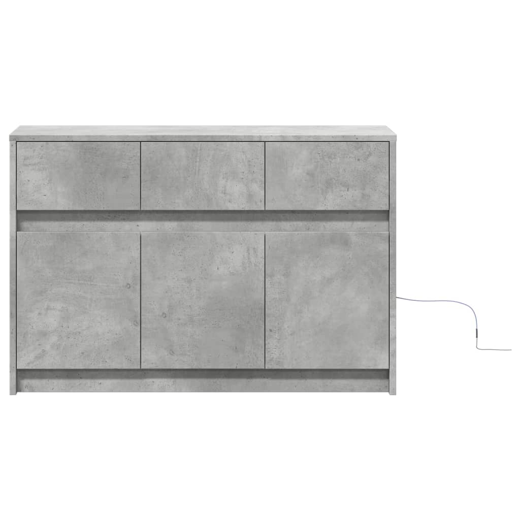 betonszürke szerelt fa TV-szekrény LED-ekkel 91 x 34 x 61 cm