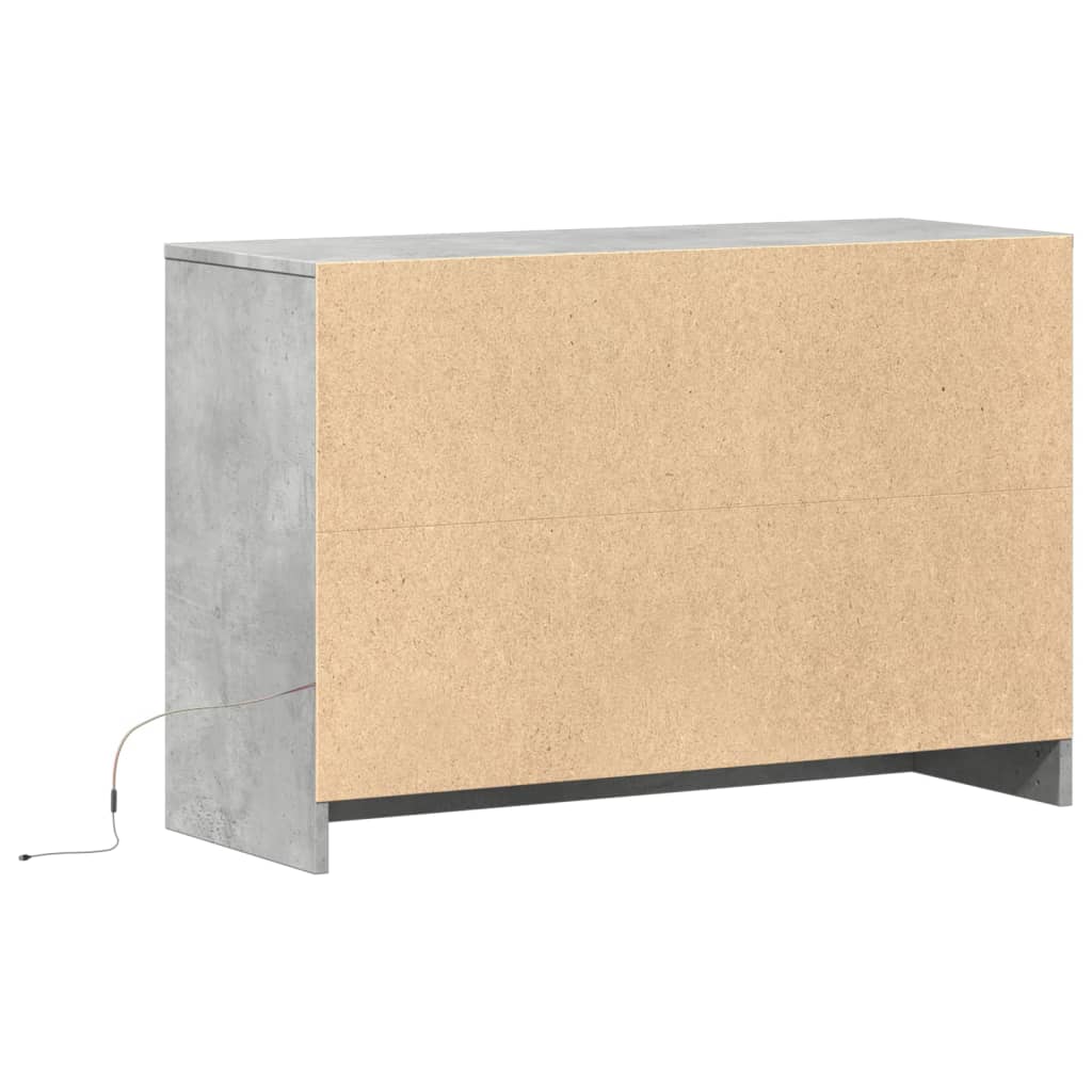 betonszürke szerelt fa TV-szekrény LED-ekkel 91 x 34 x 61 cm