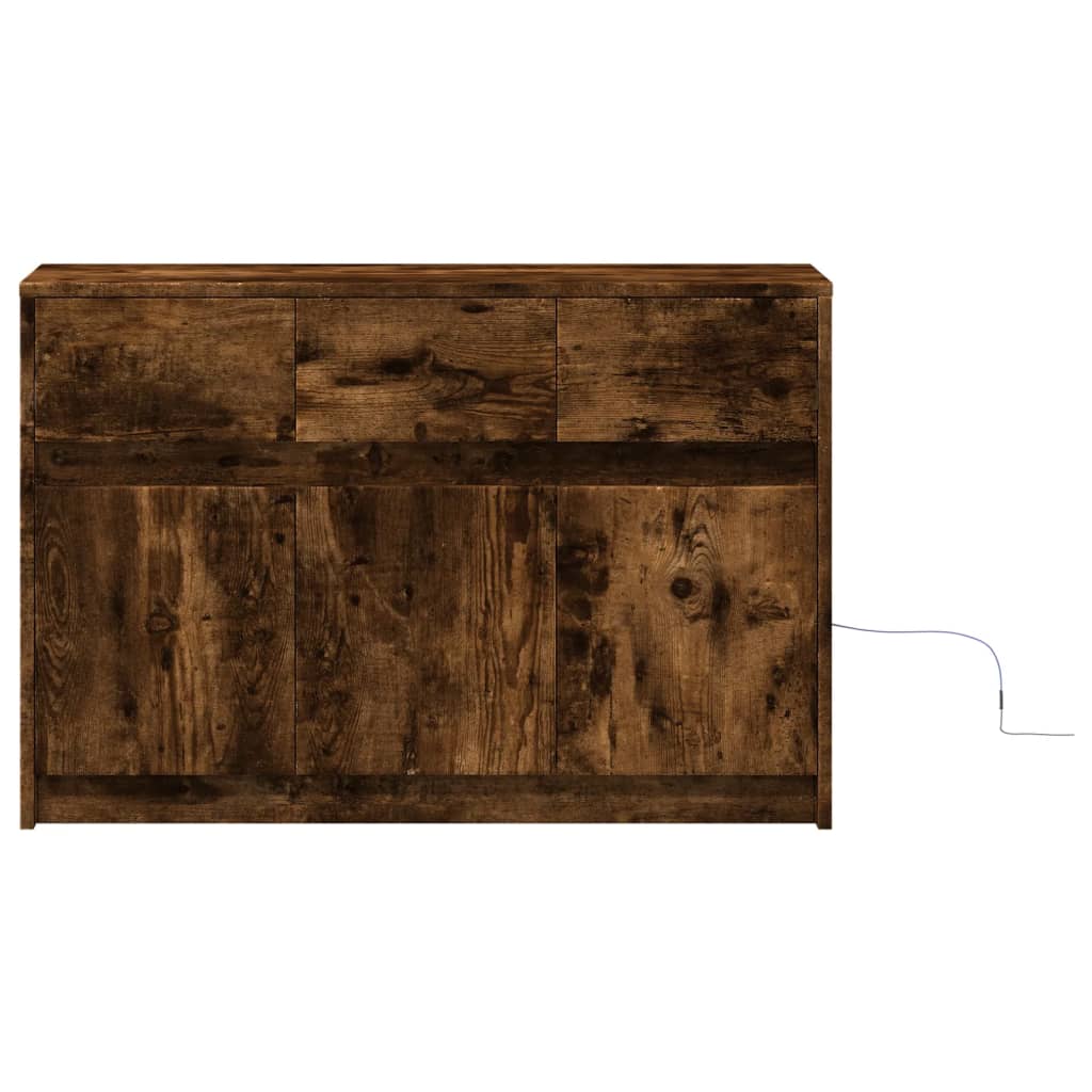 füstös tölgy színű szerelt fa LED-es TV-szekrény 91x34x61 cm