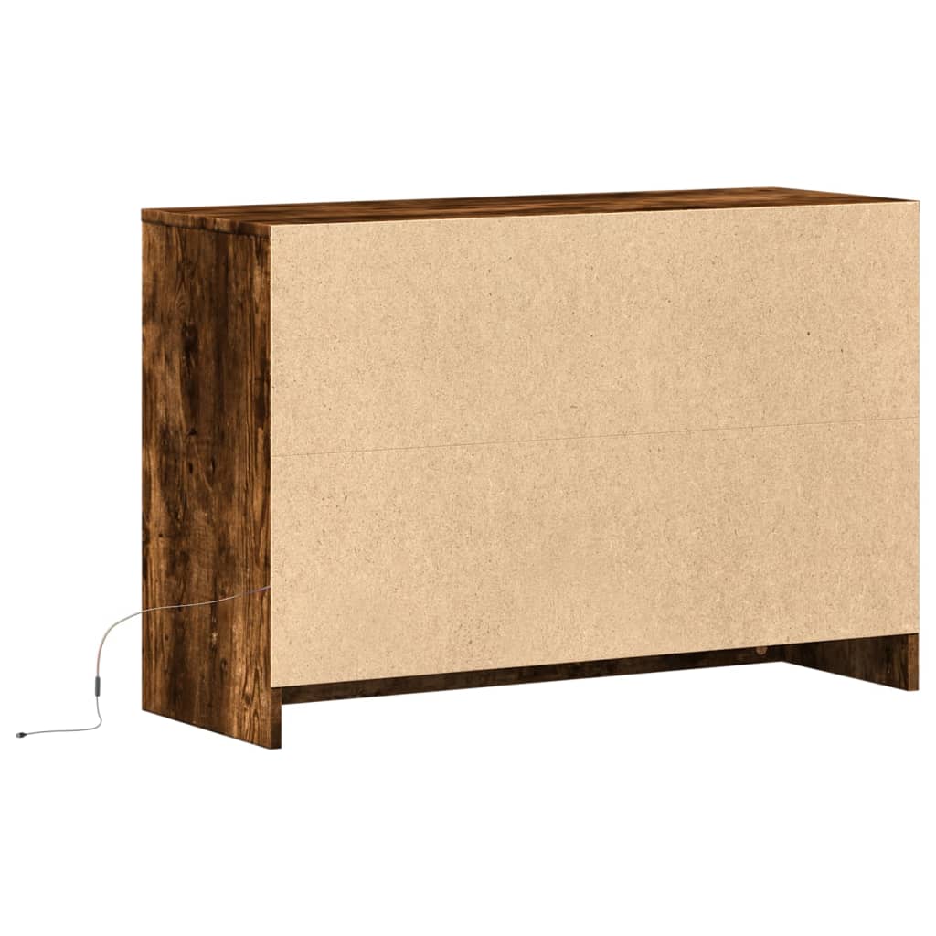 füstös tölgy színű szerelt fa LED-es TV-szekrény 91x34x61 cm