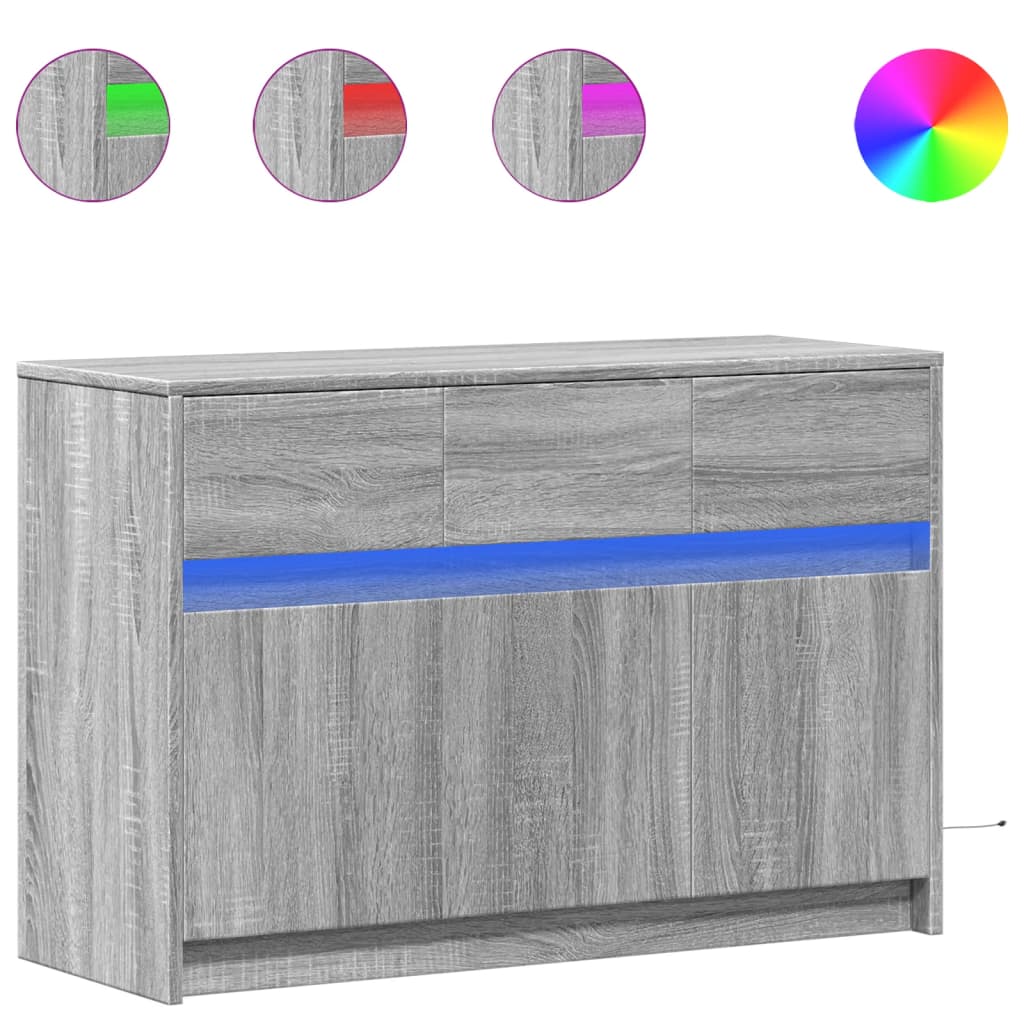 szürke sonoma színű szerelt fa LED-es TV-szekrény 91x34x61 cm
