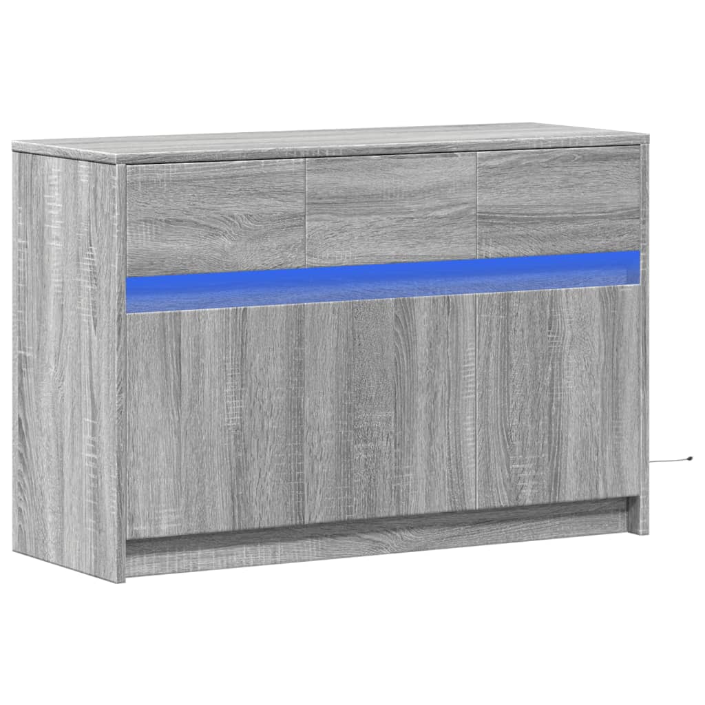 szürke sonoma színű szerelt fa LED-es TV-szekrény 91x34x61 cm