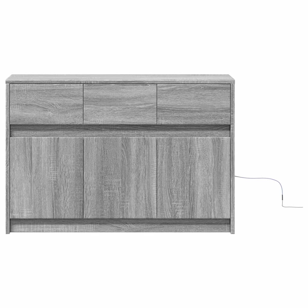 szürke sonoma színű szerelt fa LED-es TV-szekrény 91x34x61 cm
