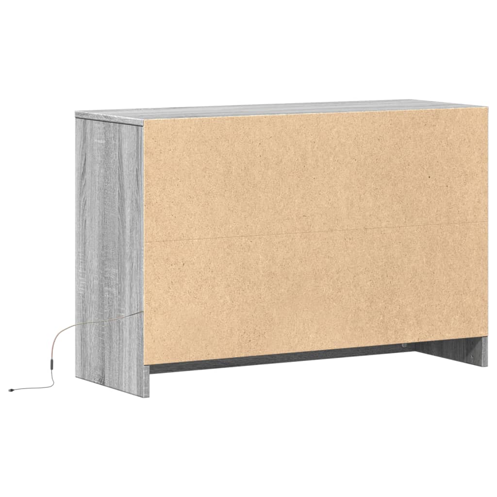 szürke sonoma színű szerelt fa LED-es TV-szekrény 91x34x61 cm