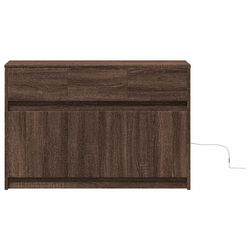 barna tölgy színű szerelt fa LED-es TV-szekrény 91x34x61 cm