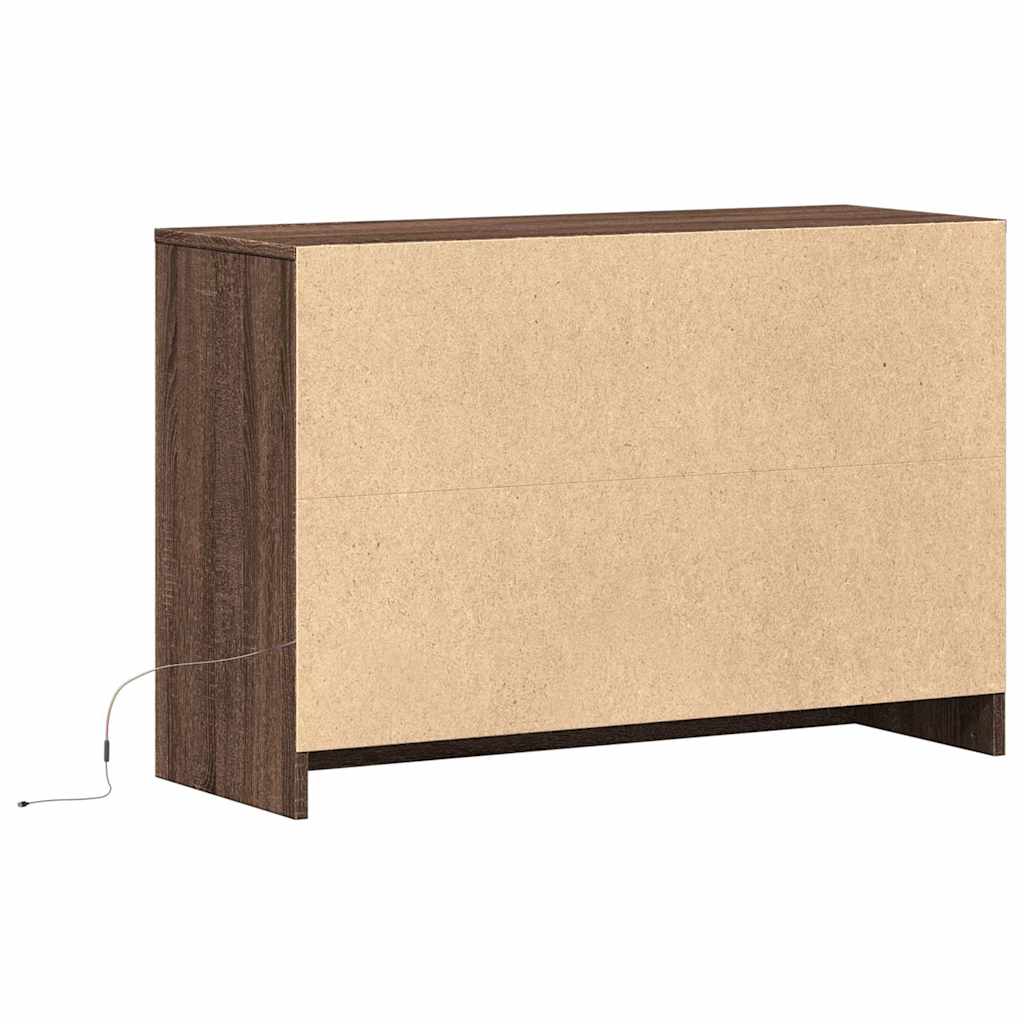 barna tölgy színű szerelt fa LED-es TV-szekrény 91x34x61 cm
