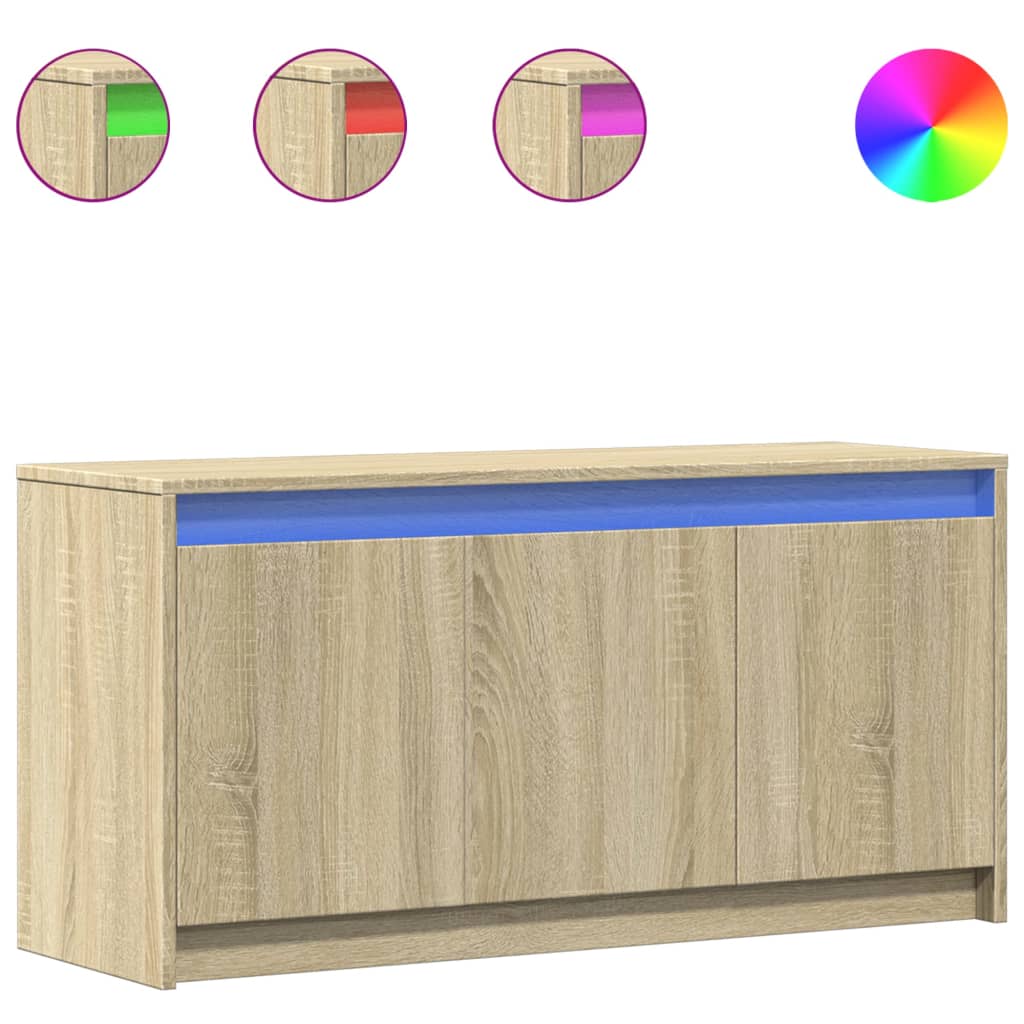sonoma tölgy színű szerelt fa LED-es TV-szekrény 100x34x50 cm