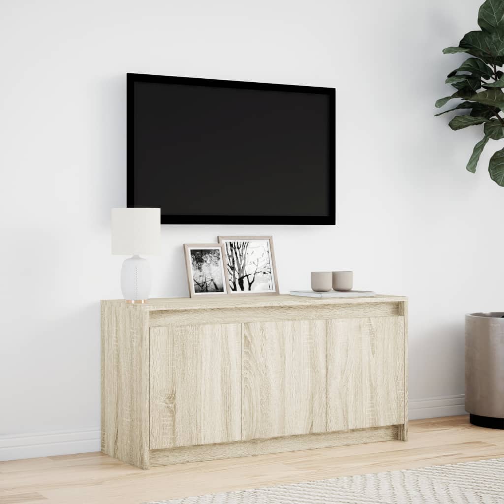 sonoma tölgy színű szerelt fa LED-es TV-szekrény 100x34x50 cm