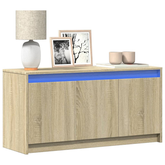sonoma tölgy színű szerelt fa LED-es TV-szekrény 100x34x50 cm
