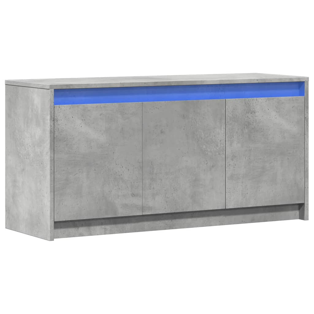betonszürke szerelt fa TV-szekrény LED-ekkel 100 x 34 x 50 cm