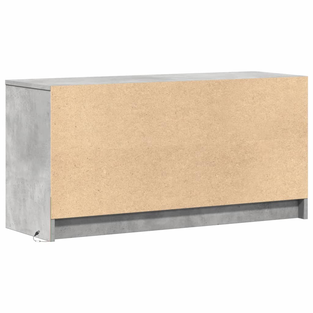 betonszürke szerelt fa TV-szekrény LED-ekkel 100 x 34 x 50 cm