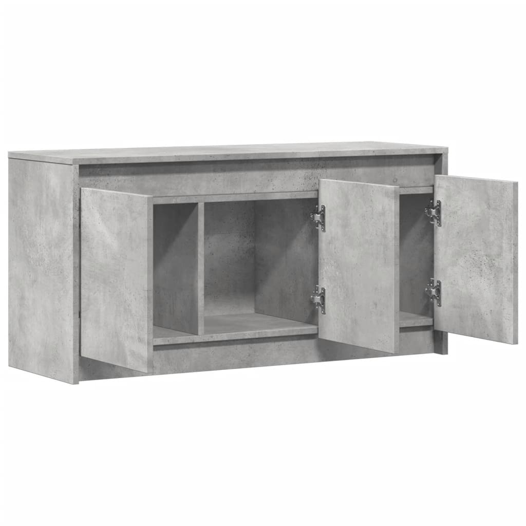 betonszürke szerelt fa TV-szekrény LED-ekkel 100 x 34 x 50 cm