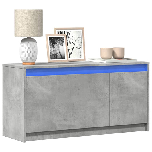 betonszürke szerelt fa TV-szekrény LED-ekkel 100 x 34 x 50 cm