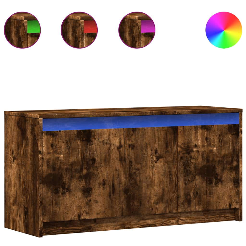 füstös tölgy színű szerelt fa LED-es TV-szekrény 100x34x50 cm