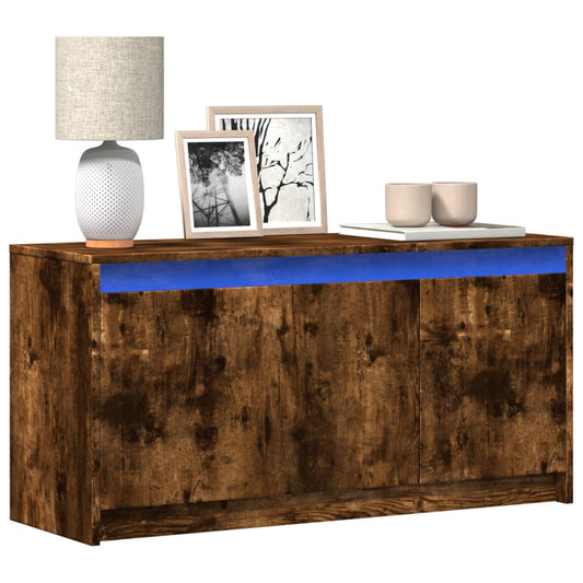füstös tölgy színű szerelt fa LED-es TV-szekrény 100x34x50 cm