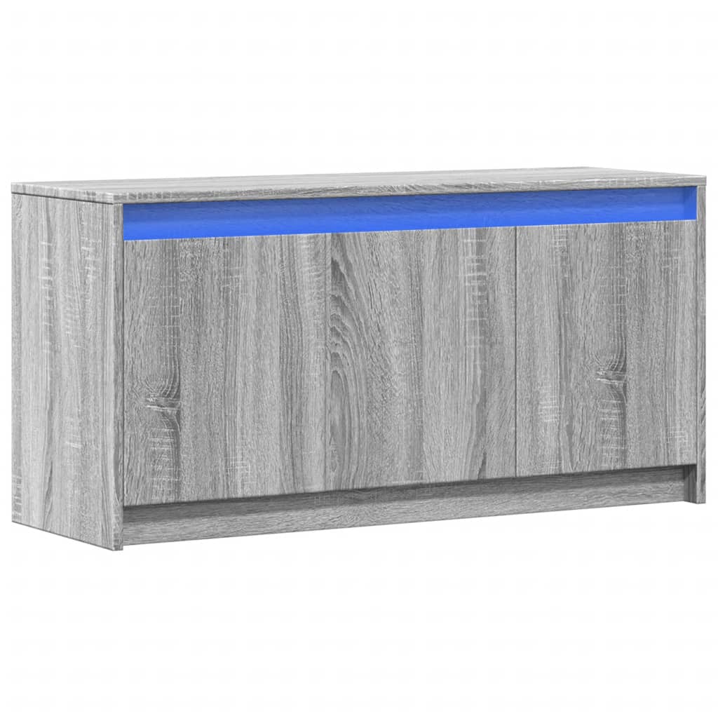 szürke sonoma színű szerelt fa LED-es TV-szekrény 100x34x50 cm