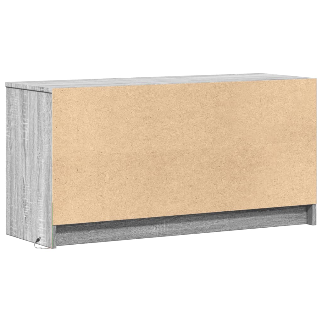 szürke sonoma színű szerelt fa LED-es TV-szekrény 100x34x50 cm