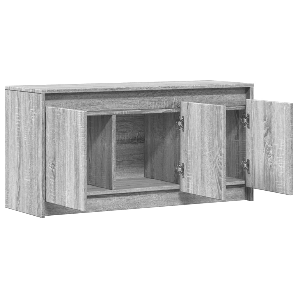 szürke sonoma színű szerelt fa LED-es TV-szekrény 100x34x50 cm