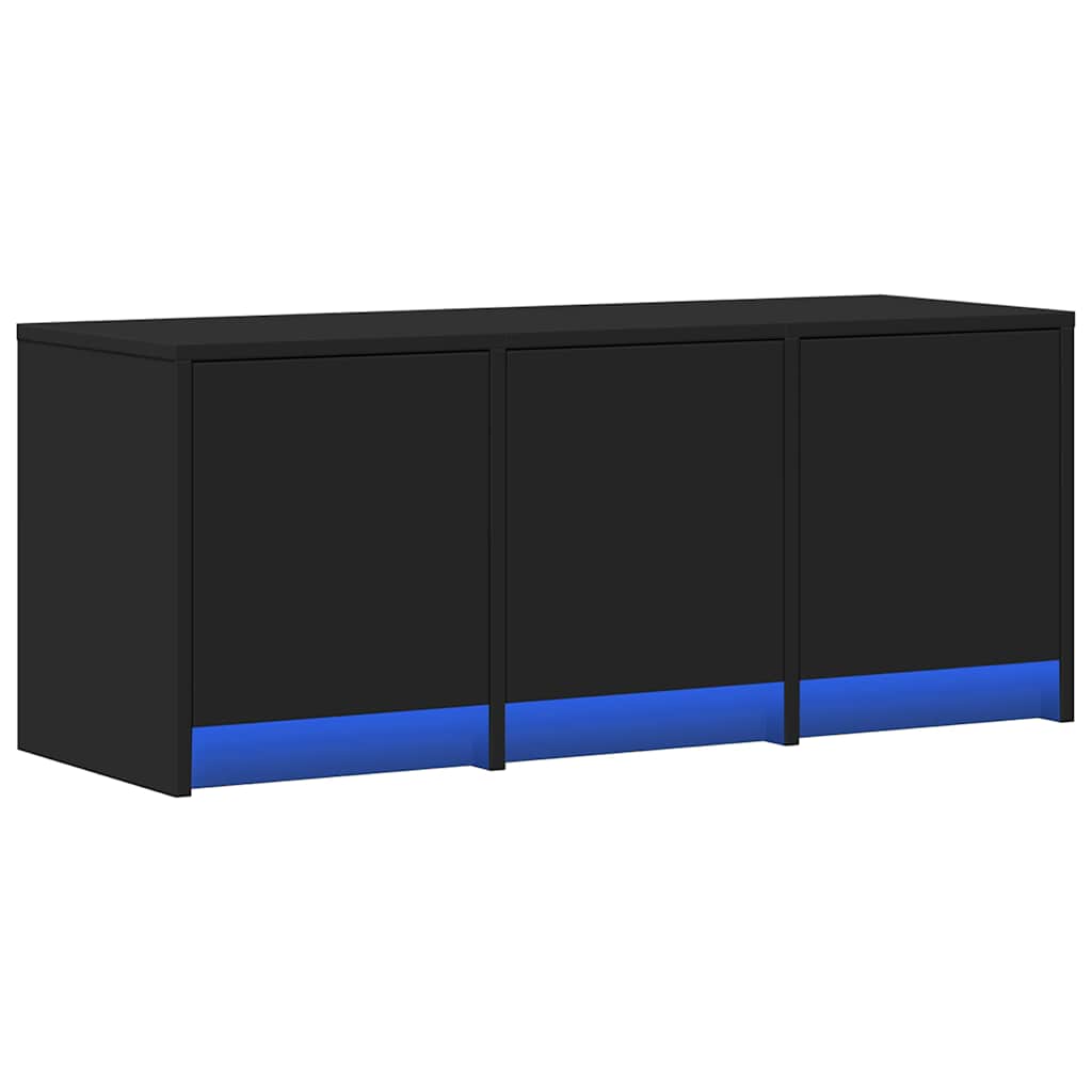 fekete szerelt fa TV-szekrény LED-ekkel 97 x 34 x 50 cm