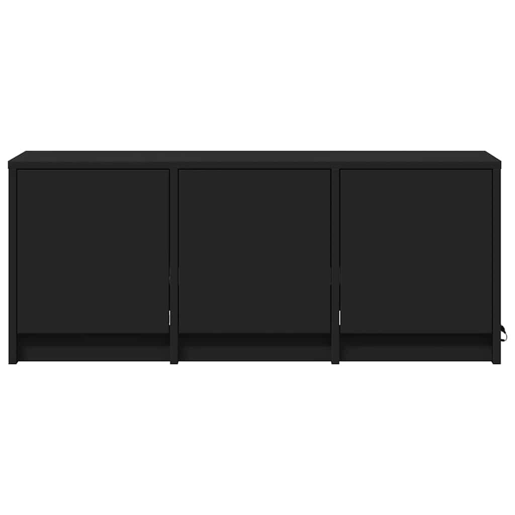 fekete szerelt fa TV-szekrény LED-ekkel 97 x 34 x 50 cm
