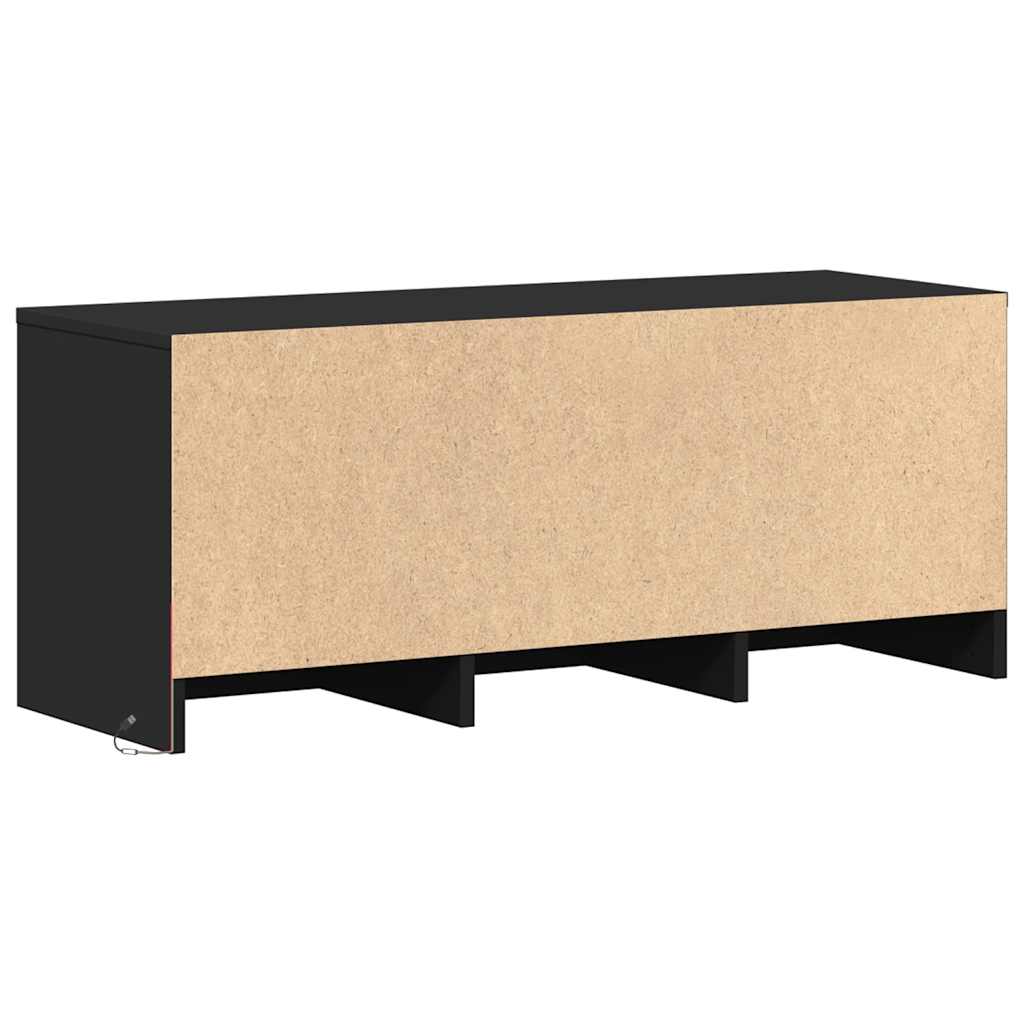 fekete szerelt fa TV-szekrény LED-ekkel 97 x 34 x 50 cm